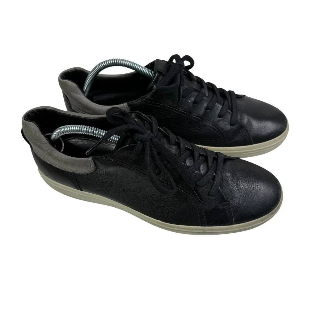 ECCO Soft 7 Mens Black Leather‎ Low Top Sneakers 470054-52570 Size 10-10.5 EU 44